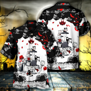 Halloween Cat Horror Kitten Cosplay - Hawaiian Shirt - Owl Ohh - Owl Ohh