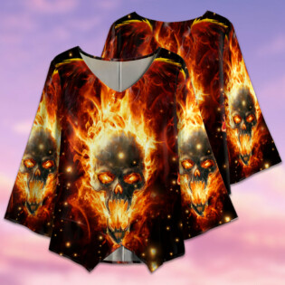 Skull Devil Fire Screaming - V-neck T-shirt - Owl Ohh - Owl Ohh