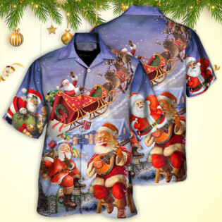 Christmas Santa Claus Funny Art Style - Hawaiian Shirt - Owl Ohh - Owl Ohh