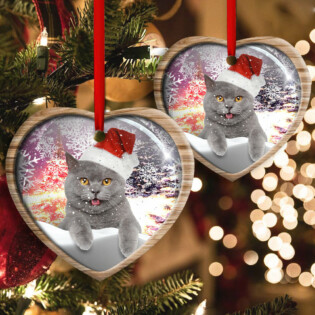Christmas Cat Snowy Day - Heart Ornament - Owl Ohh - Owl Ohh