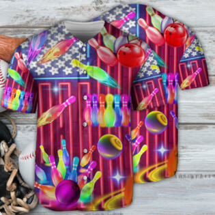 Bowling Independence Day Neon Style - Baseball Jersey - Owl Ohh - Owl Ohh