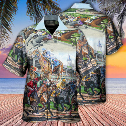 Horse Racing Be Strong Be Brave - Hawaiian Shirt - Owl Ohh - Owl Ohh