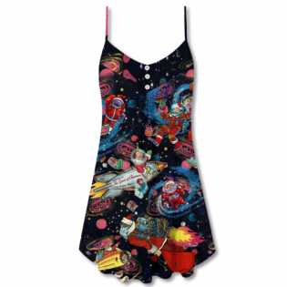 Christmas Santa In The Space - V-neck Sleeveless Cami Dress - Owl Ohh - Owl Ohh