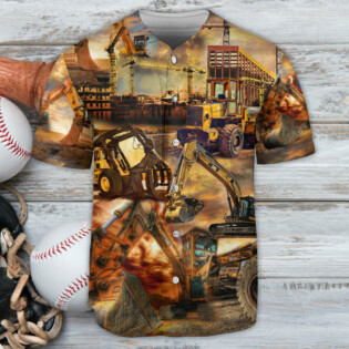 Tractor We Build With Passion Construction- Baseball Jersey - Owl Ohh - Owl Ohh