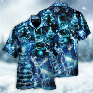 Christmas Deer Snowman Tree Glow Light Style - Hawaiian Shirt - Owl Ohh - Owl Ohh