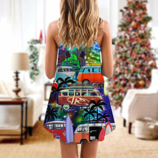 Christmas Van Bus Beach Style - V-neck Sleeveless Cami Dress - Owl Ohh - Owl Ohh