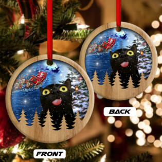 Christmas Black Cat Funny Love Xmas Light Decor Tree Hanging Custom Photo Personalized - Circle Ornament - Owl Ohh - Owl Ohh