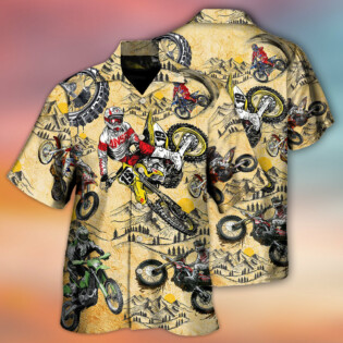 Motocross Lover Motorcycle Biker Vintage Art Style - Hawaiian Shirt - Owl Ohh - Owl Ohh