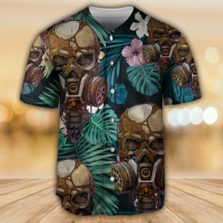 Skull Style Lover And Tropical Leaves - Baseball Jersey - Owl Ohh - Owl Ohh