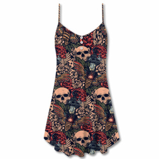 Christmas Tattoo Skull Amazing - V-neck Sleeveless Cami Dress - Owl Ohh - Owl Ohh