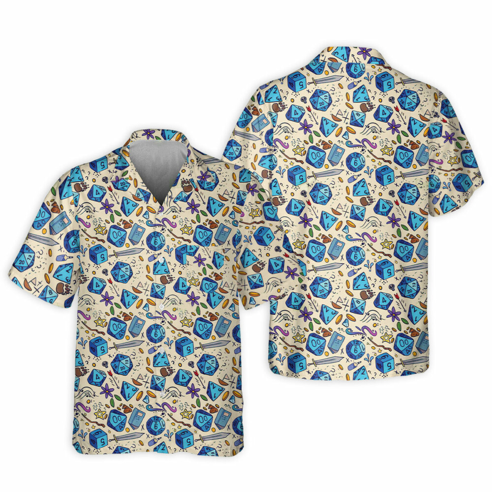 DnD Dice Sword Pattern Small - Hawaiian Shirt - Owl Ohh - Owl Ohh