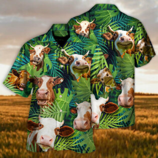 Cow Face Troll Funny Lover Cattle Tropical Style - Hawaiian Shirt - Owl Ohh for men and women, kids - Owl Ohh