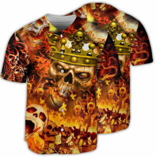Skull King On Fire - Baseball Jersey - Owl Ohh - Owl Ohh