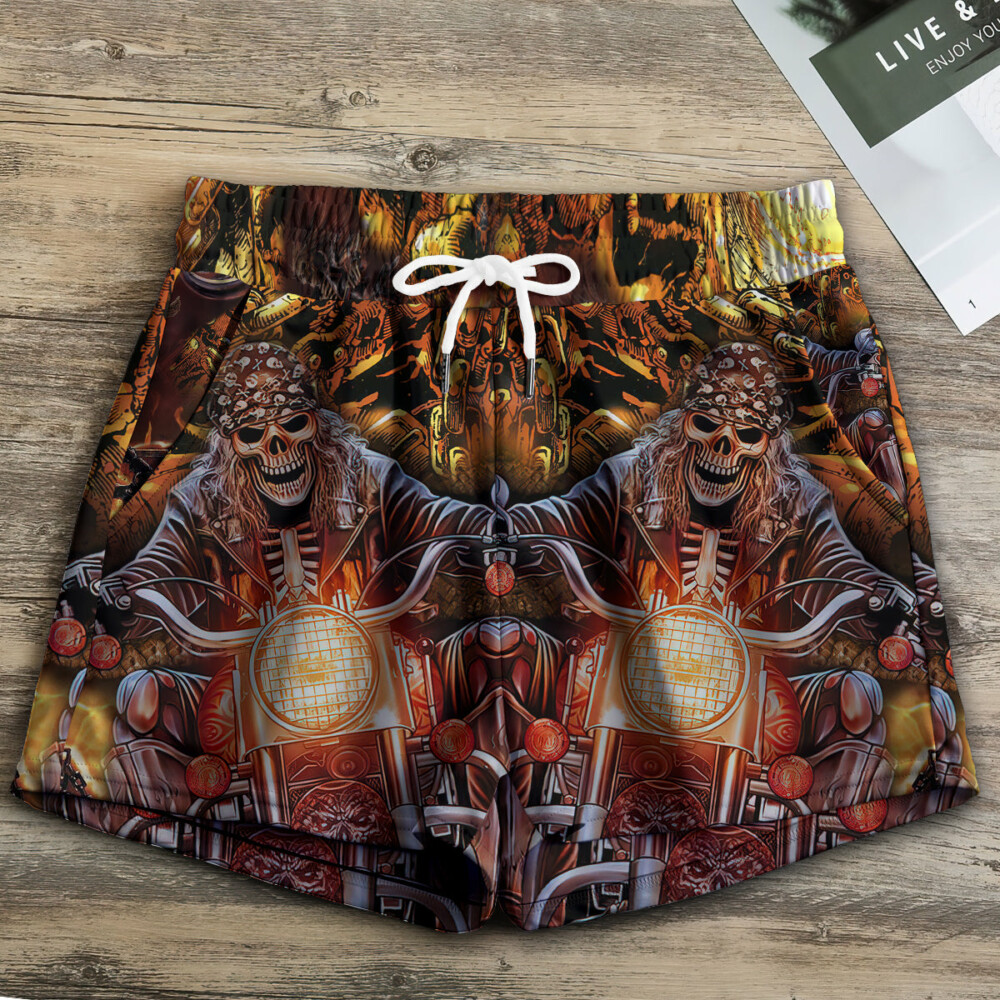 Skull Motorcycle Racing Fast Fire - Women's Casual Shorts - Owl Ohh - Owl Ohh