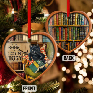 Christmas Black Cat Lover Book Library Decor Tree Hanging - Heart Ornament - Owl Ohh - Owl Ohh