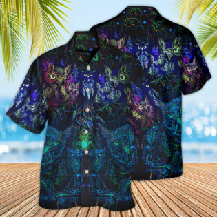 Owl And Witch Darkness Colorful - Hawaiian Shirt - Owl Ohh - Owl Ohh