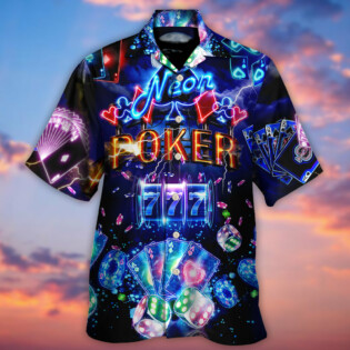 Poker Neon Casino Slot Machine With Jackpot - Hawaiian Shirt - Owl Ohh for men and women, kids - Owl Ohh