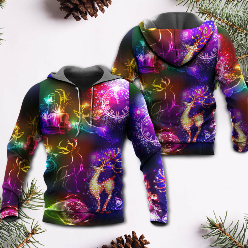Christmas Reindeer Neon Light Bright - Hoodie - Owl Ohh - Owl Ohh
