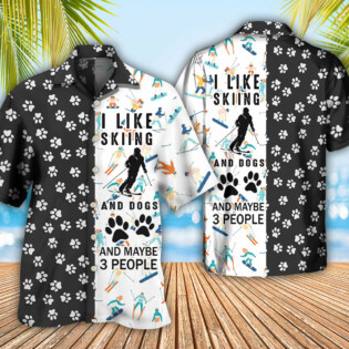 Skiing I Like Skiing And Dogs - Hawaiian Shirt - Owl Ohh - Owl Ohh