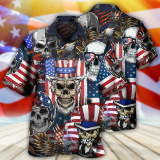 Skull Independence Day Skull US Flag - Hawaiian Shirt - Owl Ohh - Owl Ohh