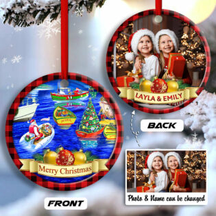 Christmas We Wish You A Merry Christmas Custom Photo Personalized - Circle Ornament - Owl Ohh - Owl Ohh