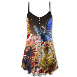 Christmas Love Dragon Stronger Bright - V-neck Sleeveless Cami Dress - Owl Ohh - Owl Ohh