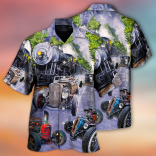 Hot Rod Racing Train Cool Art Style - Hawaiian Shirt - Owl Ohh - Owl Ohh