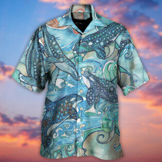 Shark Jumping In The Ocean Stained Glass - Hawaiian Shirt - Owl Ohh for men and women, kids - Owl Ohh