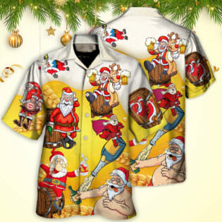 Christmas Santa Claus Drunk Beer Funny Troll Xmas - Hawaiian Shirt - Owl Ohh - Owl Ohh