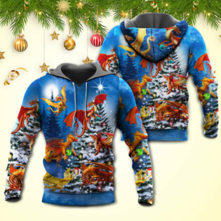 Christmas Dragon Family In Love Light Art Style - Hoodie - Owl Ohh - Owl Ohh