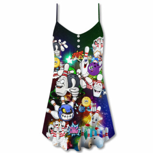 Christmas Bowling Split Amazing Neon Light - V-neck Sleeveless Cami Dress - Owl Ohh - Owl Ohh