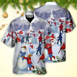 Christmas Children Love Snowman In The Christmas Town - Hawaiian Shirt - Owl Ohh - Owl Ohh