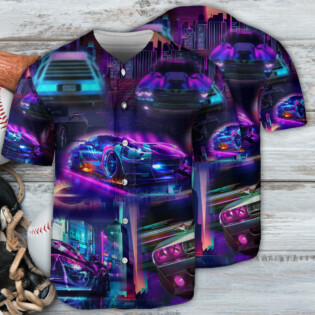 Car Love Racing Car In The Neon City Style - Baseball Jersey - Owl Ohh - Owl Ohh