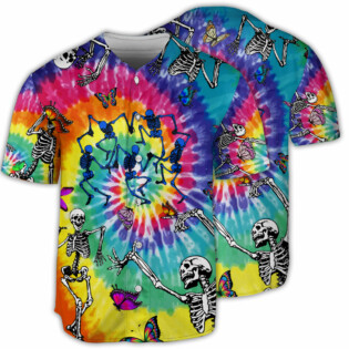 Hippie Skull Hippie Dancing With Butterfly - Baseball Jersey - Owl Ohh - Owl Ohh