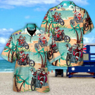 Christmas In July Driving With Santa Claus On Summer Beach - Hawaiian Shirt - Owl Ohh-Owl Ohh