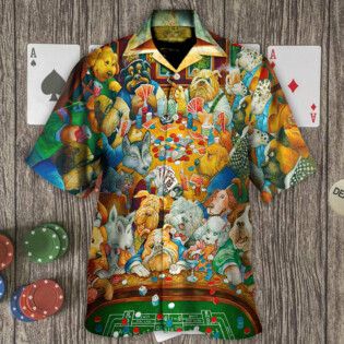 Gambling Dog Canines Playing Poker - Hawaiian Shirt - Owl Ohh for men and women, kids - Owl Ohh
