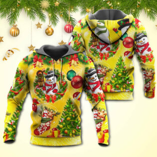 Christmas Funny Snowman Happy Christmas Tree Yellow Light - Hoodie - Owl Ohh - Owl Ohh