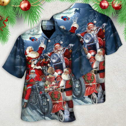 Christmas Santa I Don't Need Reindeer I Have Motorbike - Hawaiian Shirt - Owl Ohh - Owl Ohh