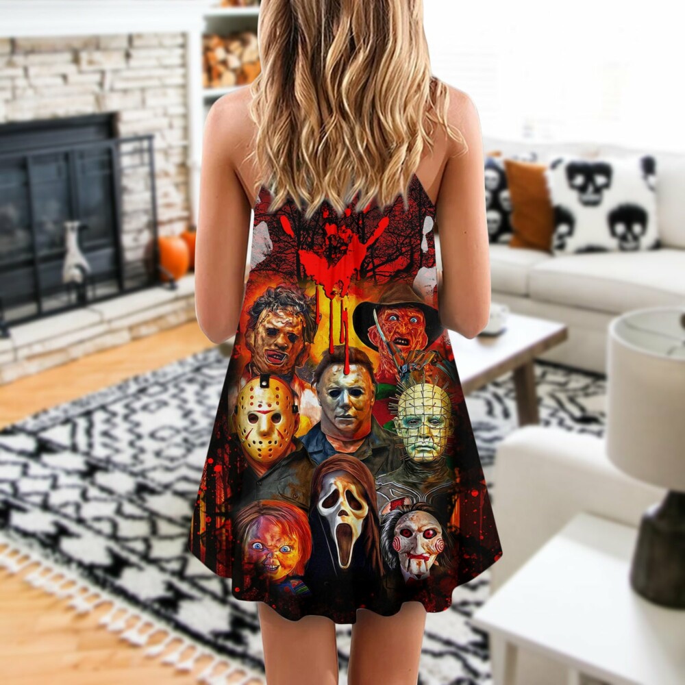 Halloween Horror Movie Characters Blood Scary - V-neck Sleeveless Cami Dress - Owl Ohh - Owl Ohh