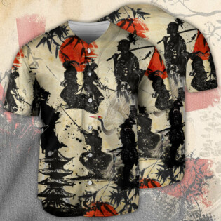 Samurai Mountain Sketch Art - Baseball Jersey - Owl Ohh