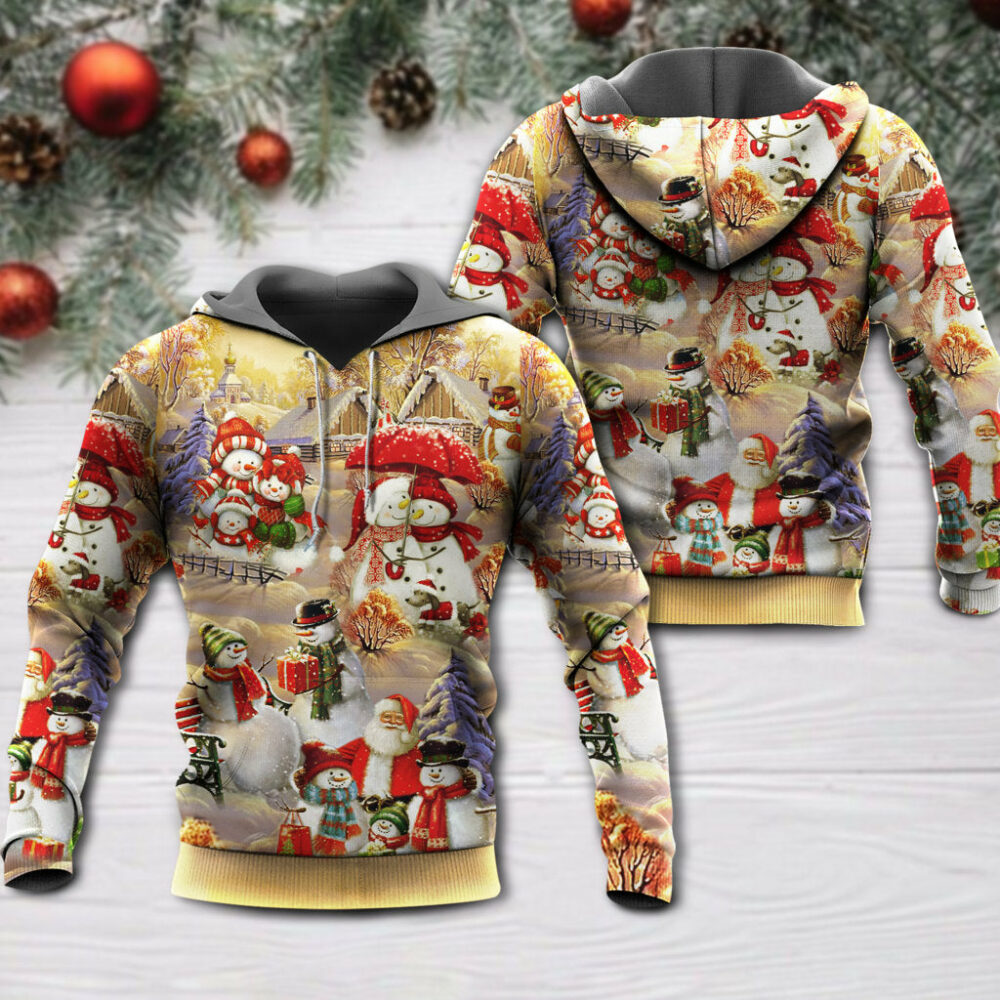 Christmas Snowman Couple Love Xmas - Hoodie - Owl Ohh - Owl Ohh