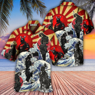 Samurai Red Sun And Wave Art - Hawaiian Shirt - Owl Ohh - Owl Ohh