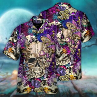 Mushroom Crazy Bright Magic Psychedelic Skull - Hawaiian Shirt - Owl Ohh - Owl Ohh