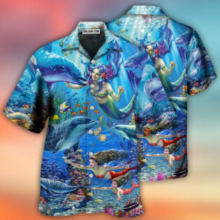 Dolphin Mermaid Lover Blue Sea Style - Hawaiian Shirt - Owl Ohh - Owl Ohh