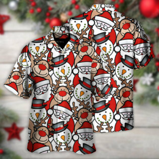 Christmas Cutie Santa And Reindeer Funny Style - Hawaiian Shirt - Owl Ohh - Owl Ohh