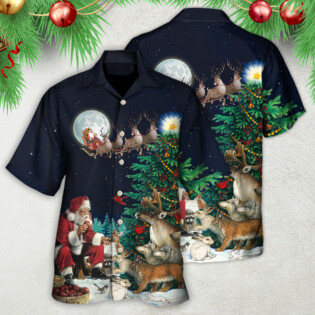 Christmas Santa Giving Christmas For Everyone Christmas Night - Hawaiian Shirt - Owl Ohh - Owl Ohh