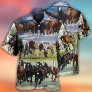 Horse Running Cool Painting Style - Hawaiian Shirt - Owl Ohh - Owl Ohh