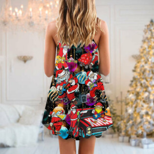 Christmas Guitar Music And Santa Merry Very Xmas - V-neck Sleeveless Cami Dress - Owl Ohh - Owl Ohh