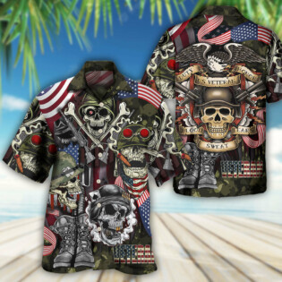 Veteran Skull War Art - Hawaiian Shirt - Owl Ohh - Owl Ohh