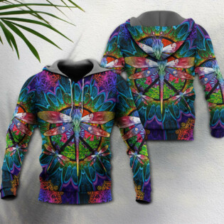 Hippie Colorful Dragonfly Mandala Peace Life - Hoodie - Owl Ohh - Owl Ohh